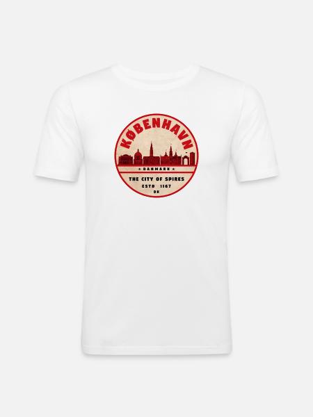 København Retro City Silhouette - Men's Slim Fit T-Shirt - white