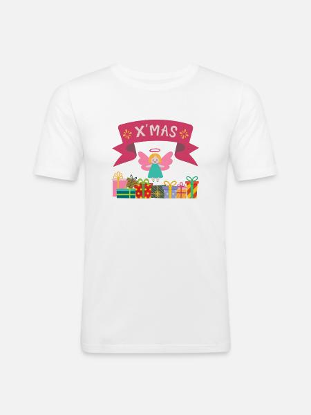 XMAS Engel mit Geschenken - Männer Slim Fit T-Shirt - Weiß