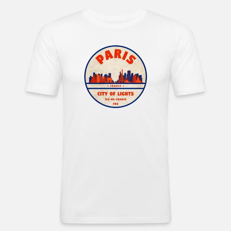 Paris Skyline Badge - Männer Slim Fit T-Shirt - Weiß