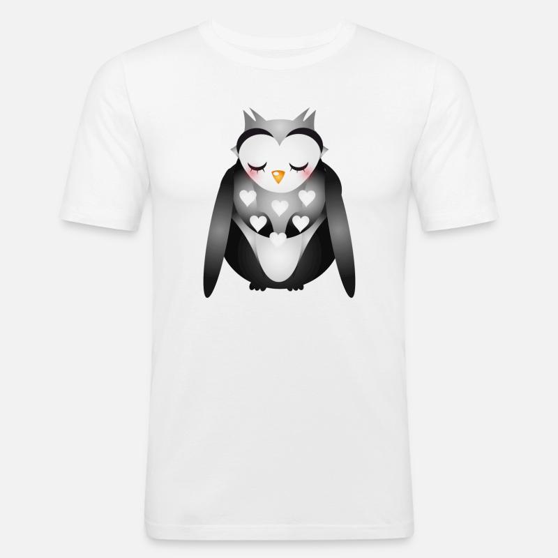 niedliche verträumte Eule - Männer Slim Fit T-Shirt - Weiß