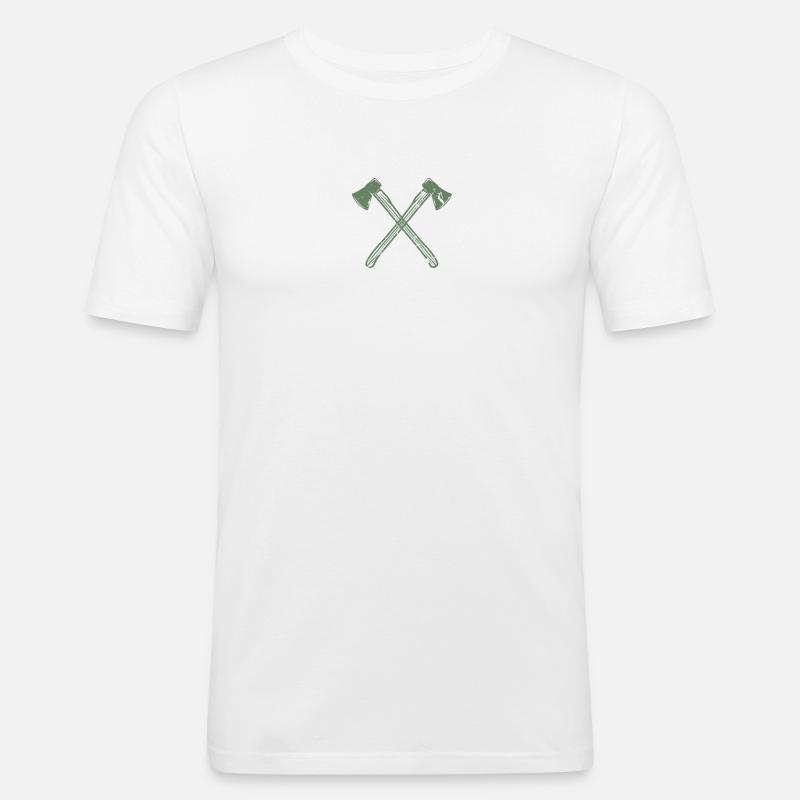 Axt gekreuzte Äxte - Männer Slim Fit T-Shirt - Weiß