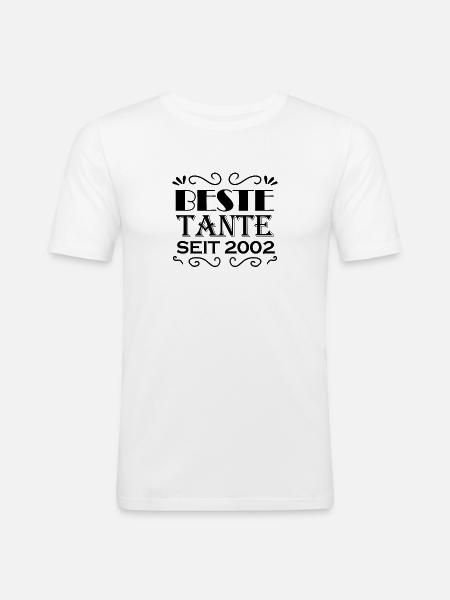 Beste Tante seit 2002 - Männer Slim Fit T-Shirt - Weiß