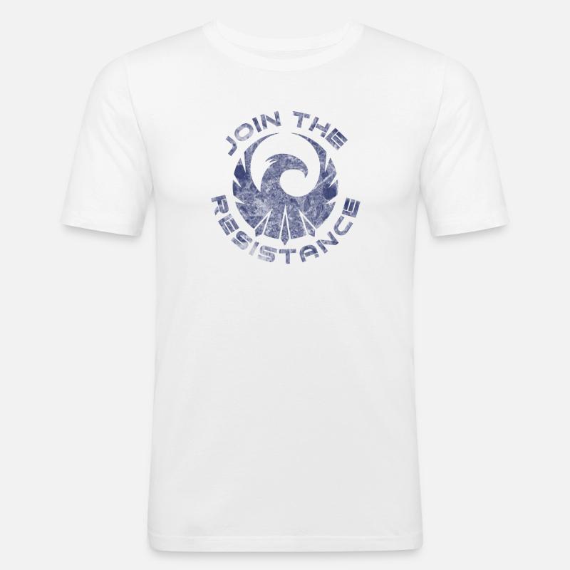 P.R.I.M Join the resistance marmor - Männer Slim Fit T-Shirt - Weiß
