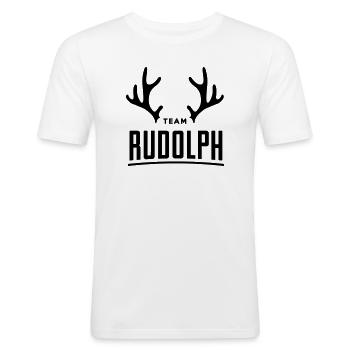 Team Rudolph Weihnachten Weihnachten Santa Rentiere - Männer Slim Fit T-Shirt - Weiß - Vorne - Nik (191cm)