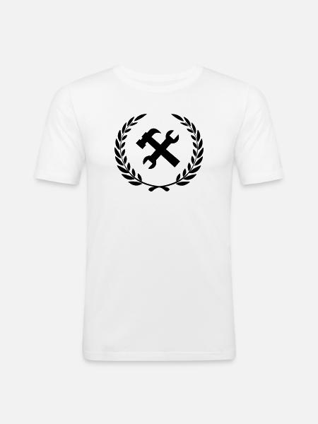Werkzeuglogo für Bauarbeiter - Männer Slim Fit T-Shirt - Weiß