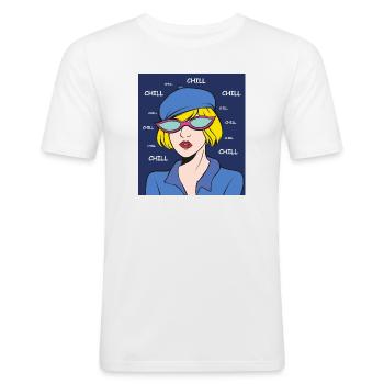 Chill Pop Art Lady - T-shirt près du corps Homme - blanc - Devant - Nik (191cm)