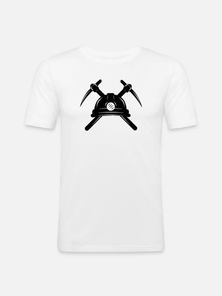 Two pickaxes crossed with helmet - Men's Slim Fit T-Shirt - white