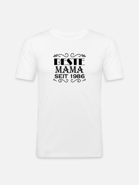 Beste Mama seit 1986 - Männer Slim Fit T-Shirt - Weiß