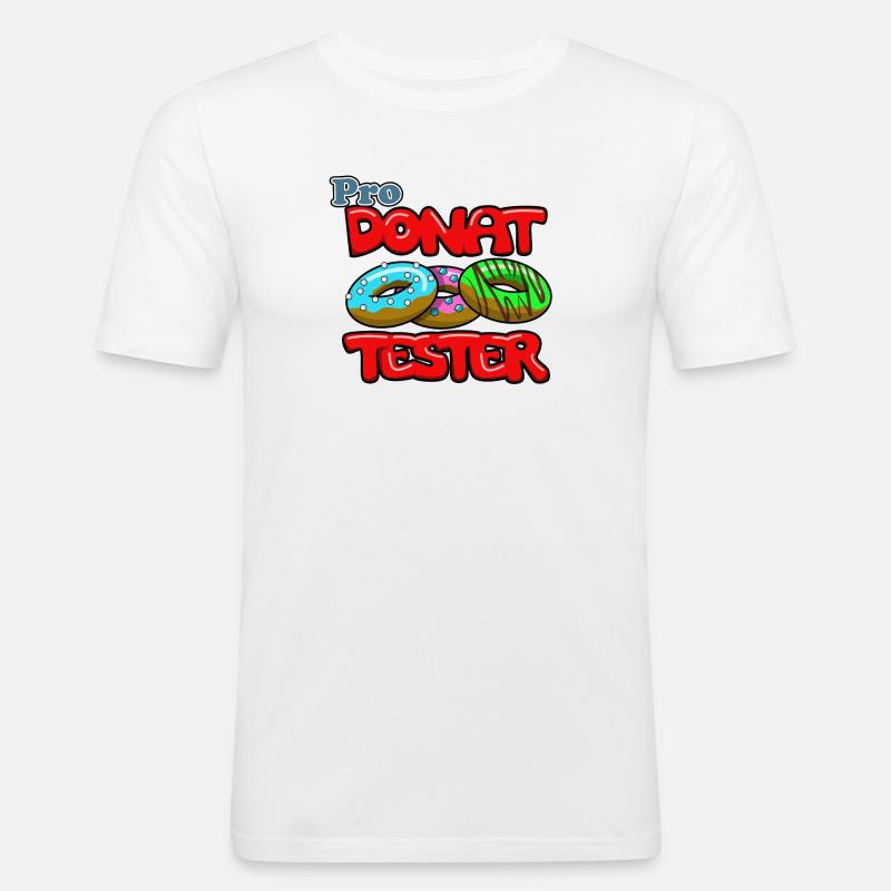 Pro Donut Tester - Männer Slim Fit T-Shirt - Weiß