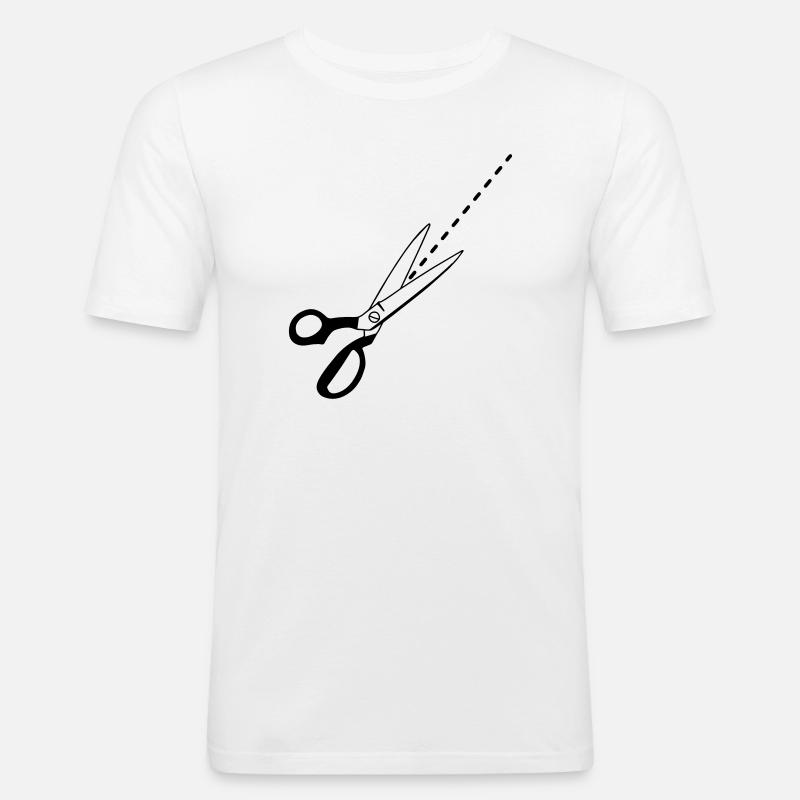 Schnitt-Logo-Schneider - Männer Slim Fit T-Shirt - Weiß