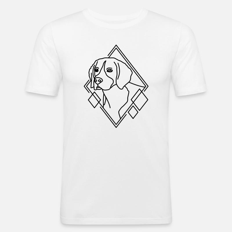 Beagle in geometrischer Form - Line-Art-Design - Männer Slim Fit T-Shirt - Weiß
