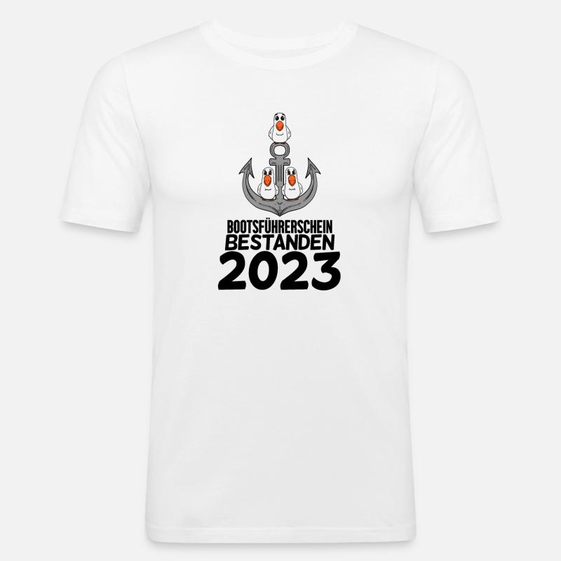 Bootsführerschein 2023 Motorboot Geschenk - Männer Slim Fit T-Shirt - Weiß