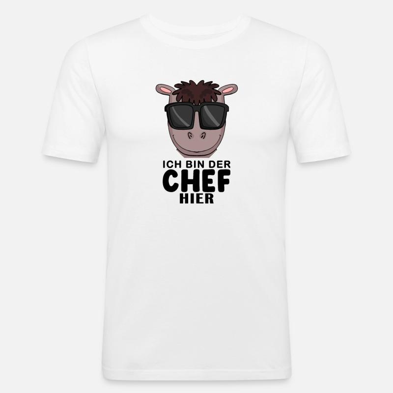 Cool Pferd Chef Spruch - Männer Slim Fit T-Shirt - Weiß