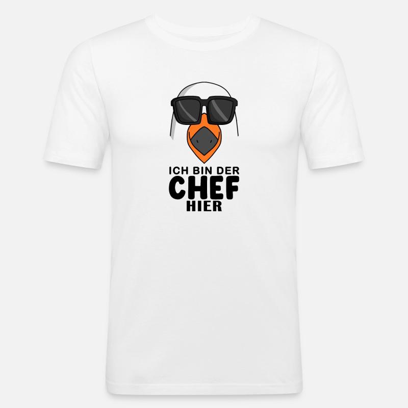 Cool Möwe Chef - Männer Slim Fit T-Shirt - Weiß