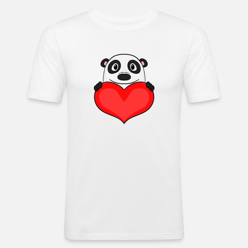 Panda mit Herz - Liebe Romantisch - Männer Slim Fit T-Shirt - Weiß