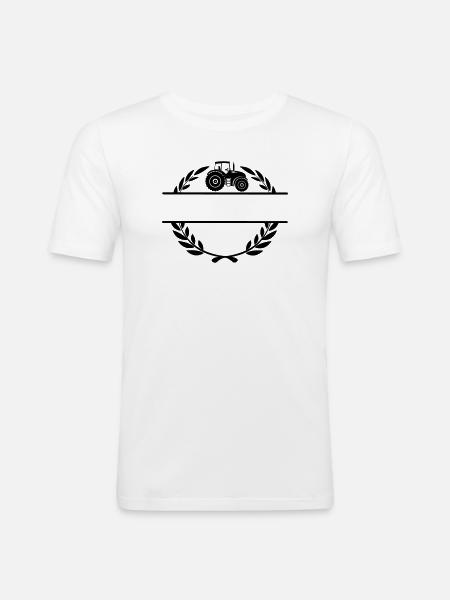 Fier du tracteur fermier - T-shirt près du corps Homme - blanc