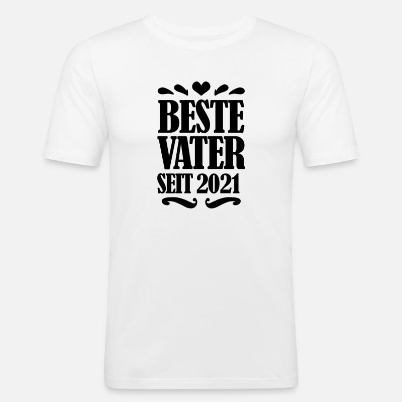 Bester Vater seit 2021 - Männer Slim Fit T-Shirt - Weiß