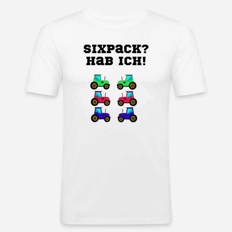 trecker sixpack kinder traktor - Männer Slim Fit T-Shirt - Weiß