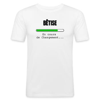 Bêtise en cours de chargement - T-shirt près du corps Homme - blanc - Devant - Nik (191cm)