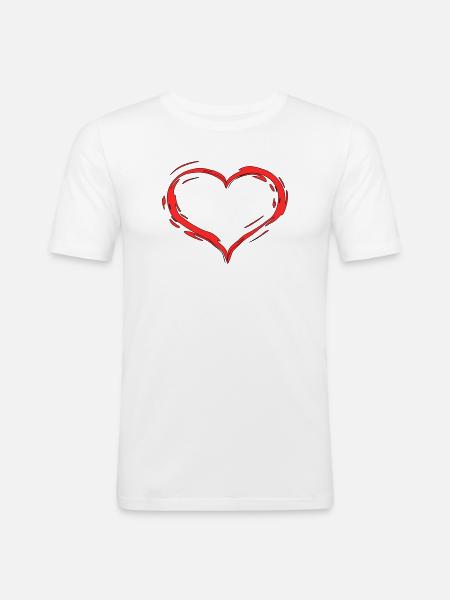 Herz - Männer Slim Fit T-Shirt - Weiß
