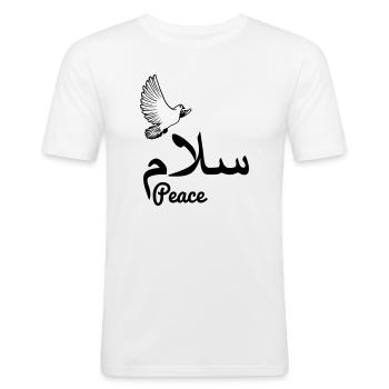 La paix arabe avec la paix de la colombe - T-shirt près du corps Homme - blanc - Devant - Nik (191cm)