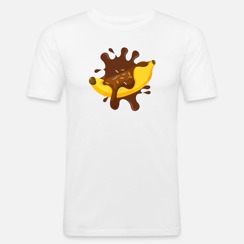 Schokolade, Schokoladenfächer, Bananensplit - Männer Slim Fit T-Shirt - Weiß
