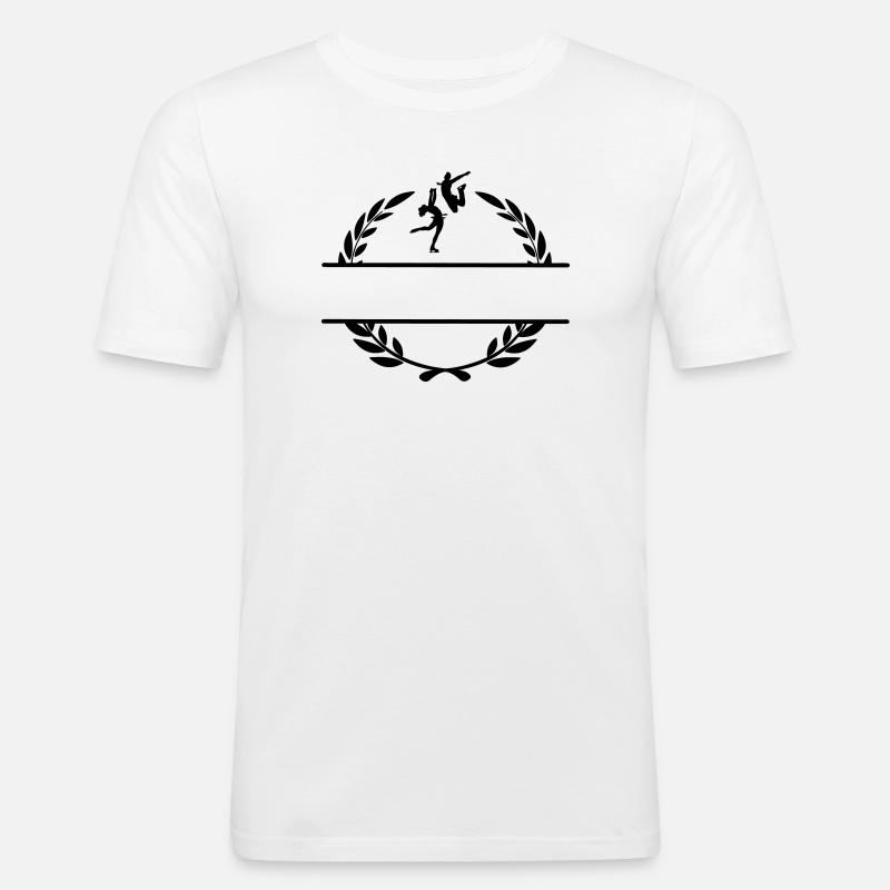 Eistanz oder Eiskunstlauf im Lorbeerkranz - Männer Slim Fit T-Shirt - Weiß