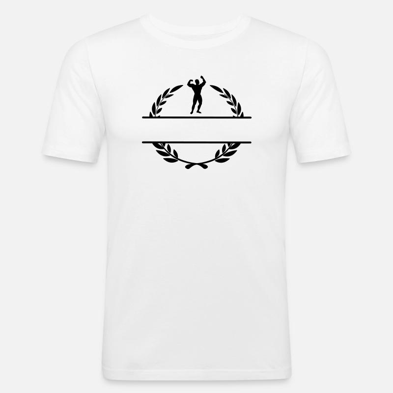 Bodybuilder im Lorbeerkranz - Männer Slim Fit T-Shirt - Weiß
