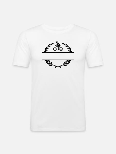 Radfahrer im Lorbeerkranz - Männer Slim Fit T-Shirt - Weiß