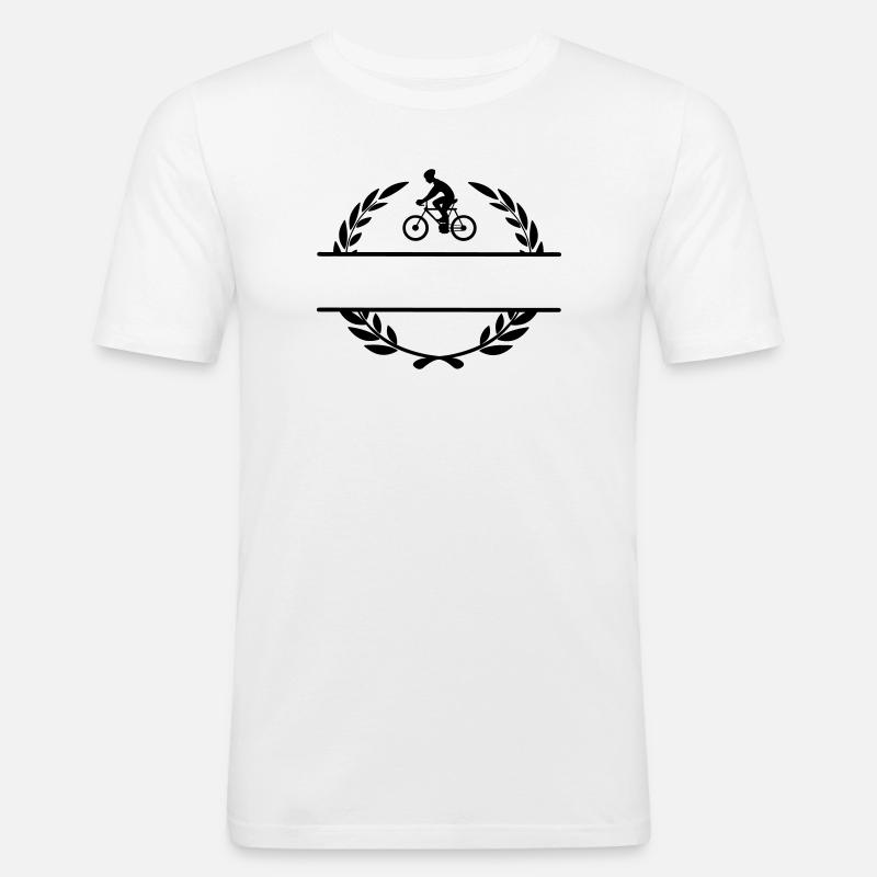 Radfahrer im Lorbeerkranz - Männer Slim Fit T-Shirt - Weiß