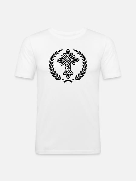 Celtic cross logo - Men's Slim Fit T-Shirt - white
