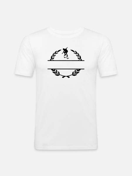 Skateborder in laurel wreath monogram - Men's Slim Fit T-Shirt - white