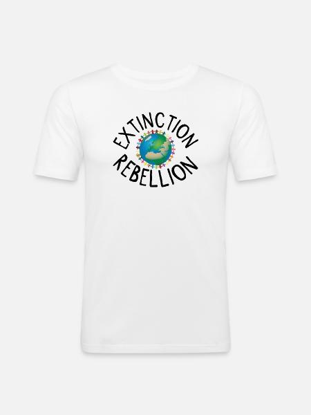 Extinction Rebellion menneskekjede svart - Slim Fit T-skjorte for menn - hvit