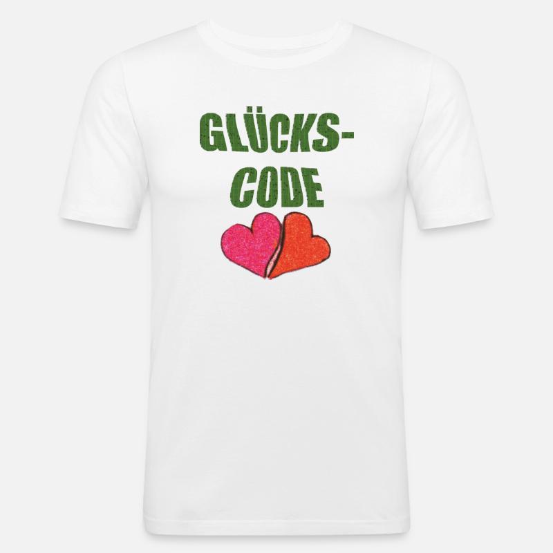 glückscode - Männer Slim Fit T-Shirt - Weiß