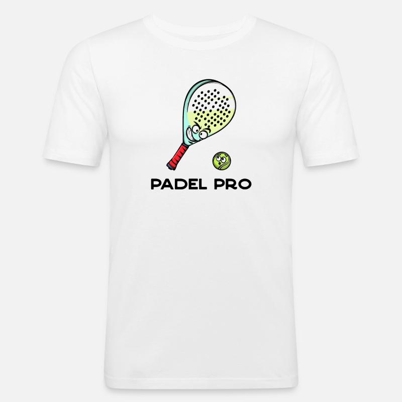 Rückschlag Statement Schläger Ball Statement Padel - Männer Slim Fit T-Shirt - Weiß