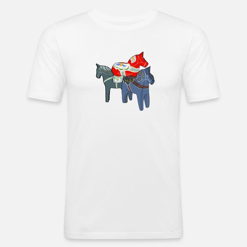 Dala Pferde - Männer Slim Fit T-Shirt - Weiß