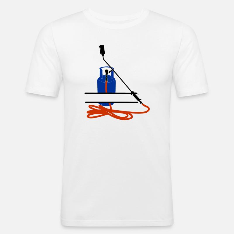 Dachdeckerfirma Monogram Logo Gasflasche - Männer Slim Fit T-Shirt - Weiß