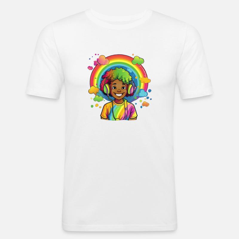 Bunte Rainbow-Comic-Illustration - Männer Slim Fit T-Shirt - Weiß
