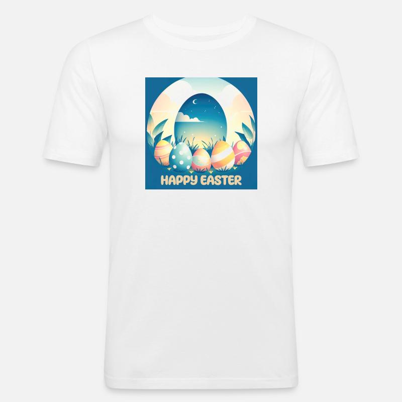 Happy Easter, Easter Egg - Men's Slim Fit T-Shirt - white