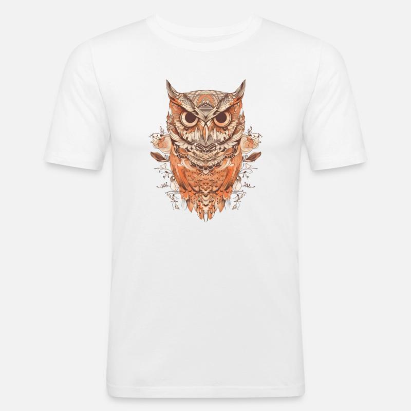 Muster Eule - Männer Slim Fit T-Shirt - Weiß