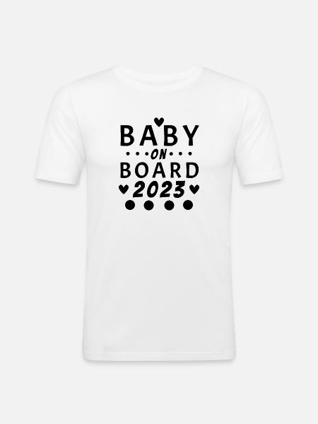 Bébé 2023 - Naissance Enceinte 2023 Grossesse - T-shirt près du corps Homme - blanc