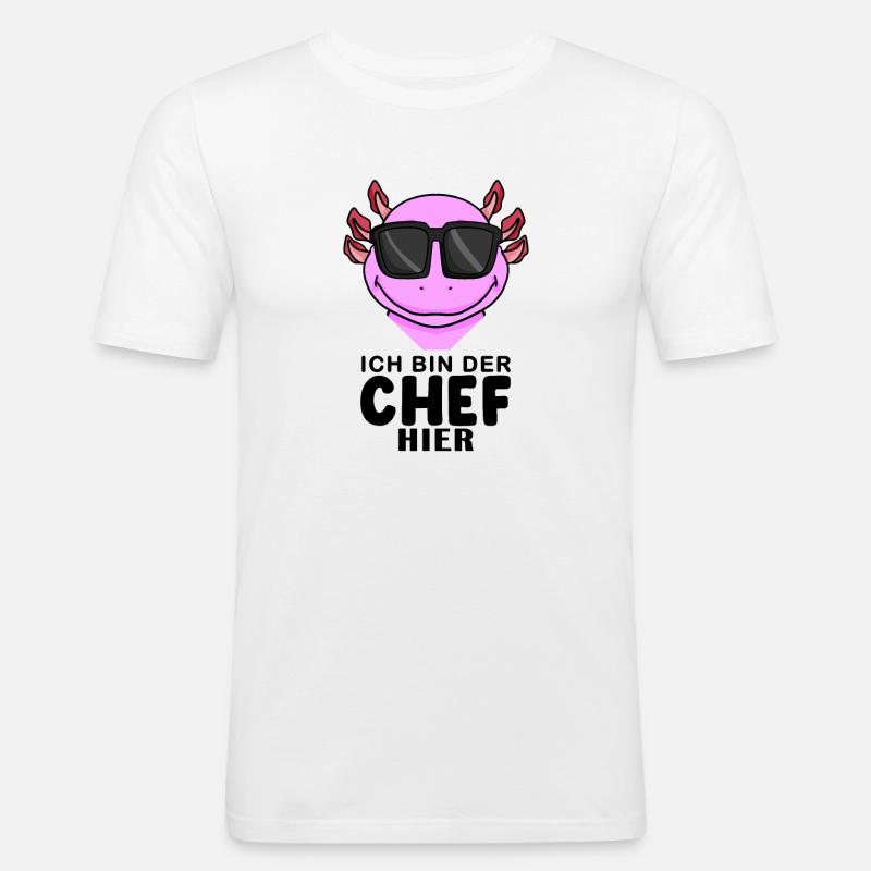 cooler Axolotl Chef Spruch - Männer Slim Fit T-Shirt - Weiß