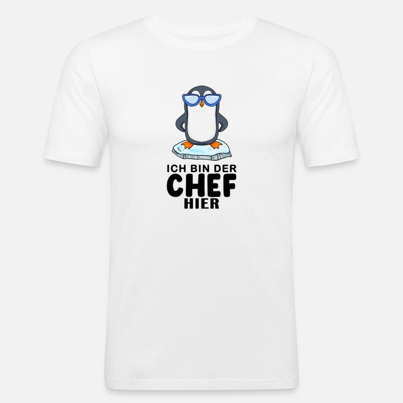 cooler Pinguin Chef Spruch - Männer Slim Fit T-Shirt - Weiß