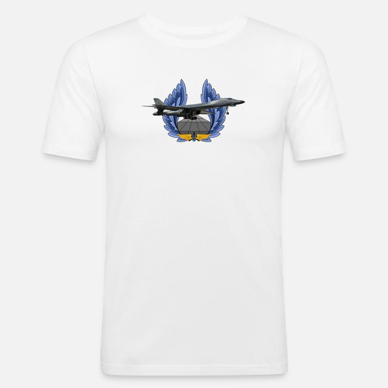 B-1B Lancer - Männer Slim Fit T-Shirt - Weiß