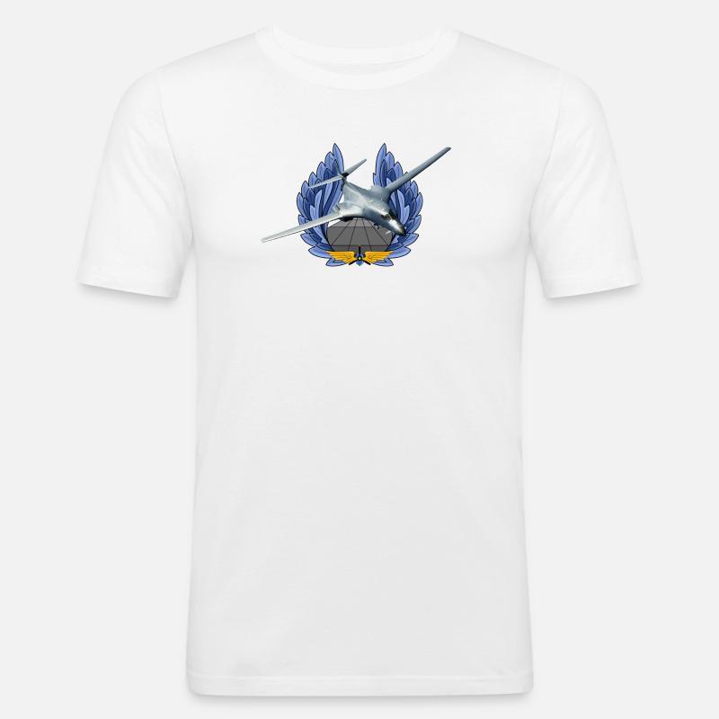 B-1B Lancer - Männer Slim Fit T-Shirt - Weiß