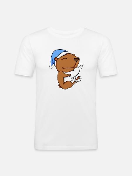 Capybara Wasserschwein - Maglietta aderente da uomo - bianco