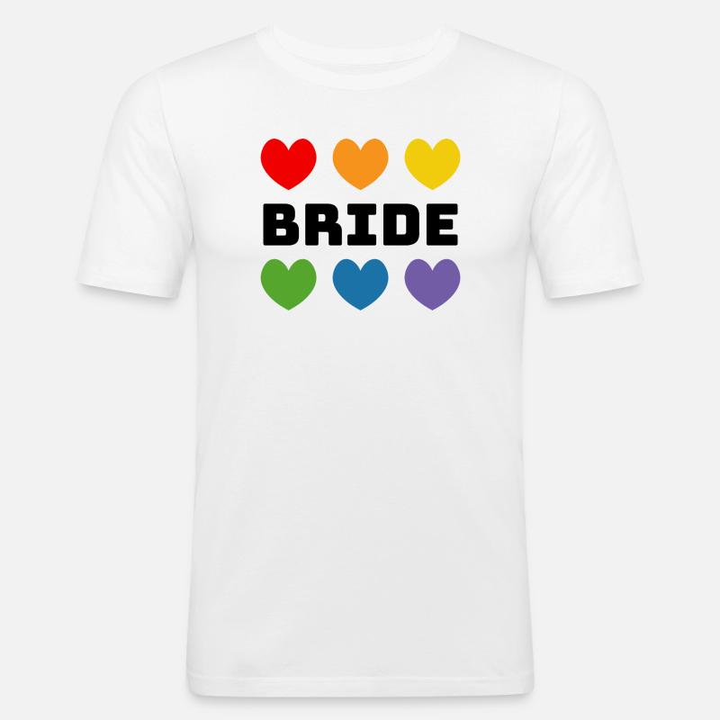 Regenbogenherzchen Bride schwarz - Männer Slim Fit T-Shirt - Weiß