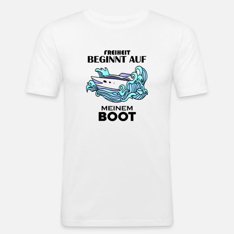 Boote Motorboot - Männer Slim Fit T-Shirt - Weiß