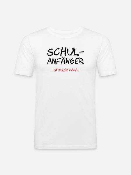 Schulanfänger. Stolzer Papa - Männer Slim Fit T-Shirt - Weiß