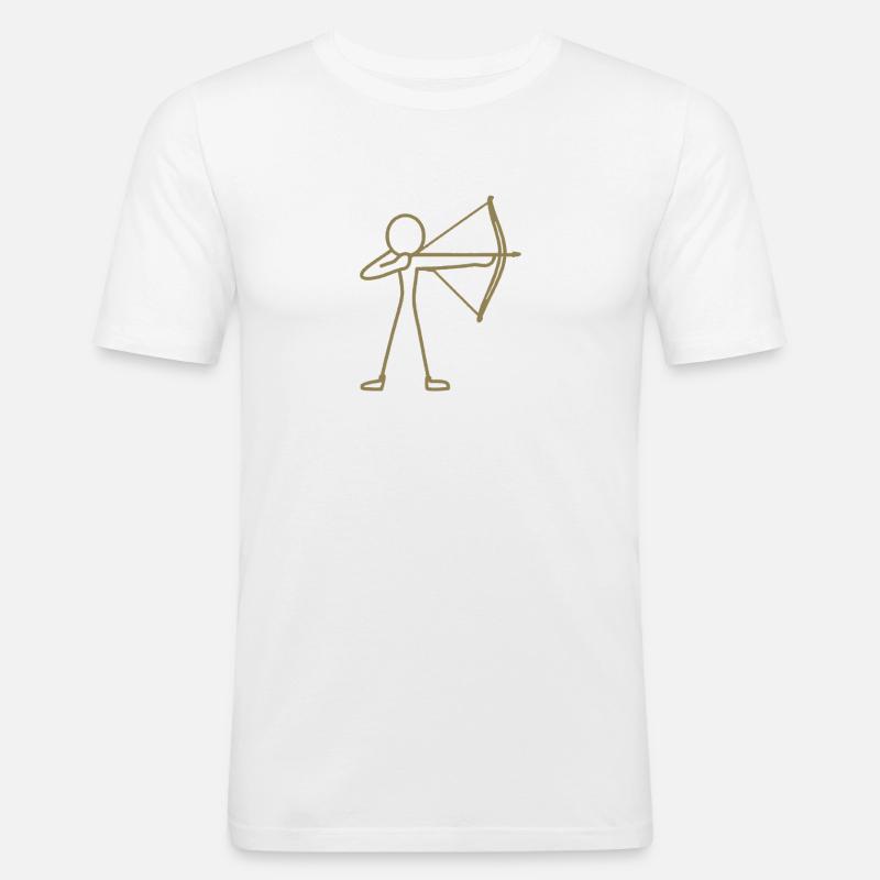 Strichmännchen Bogen Bogenschießen Bogenschütze - Männer Slim Fit T-Shirt - Weiß